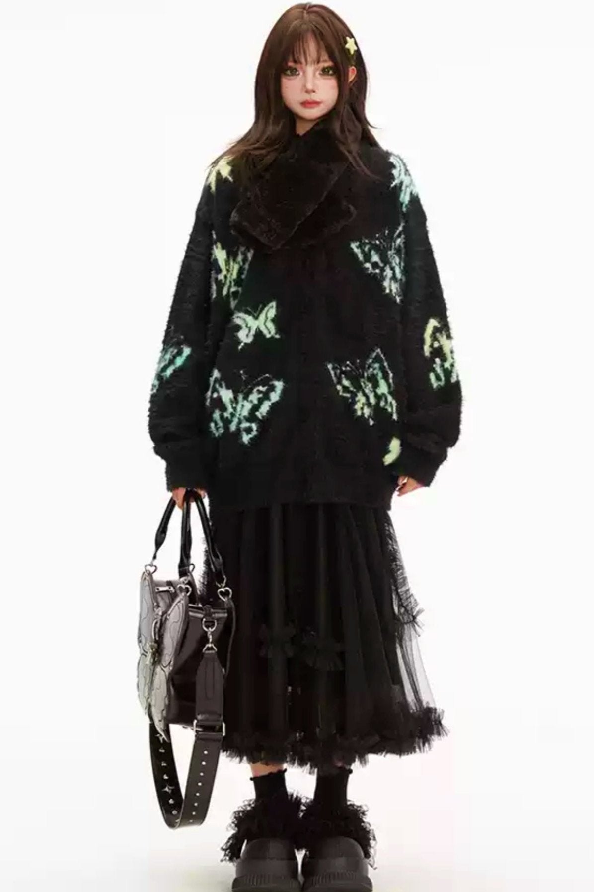 Rage Wind V neck butterfly knit jacket