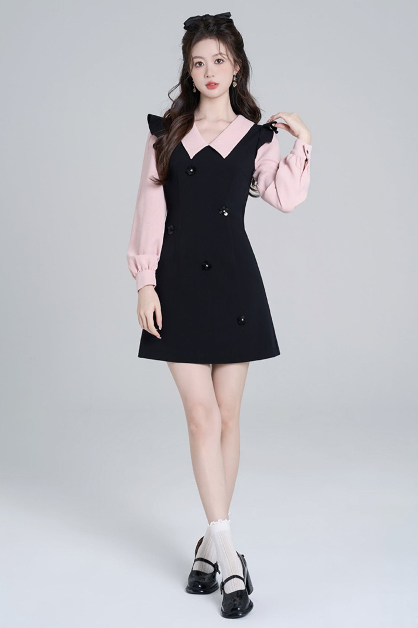 Scinch waist Black Pink Dress