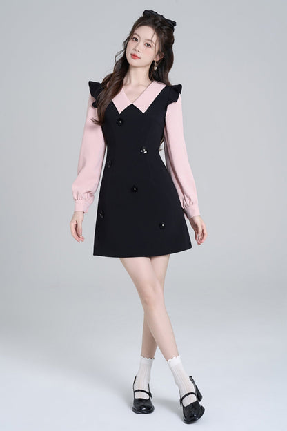 Scinch waist Black Pink Dress