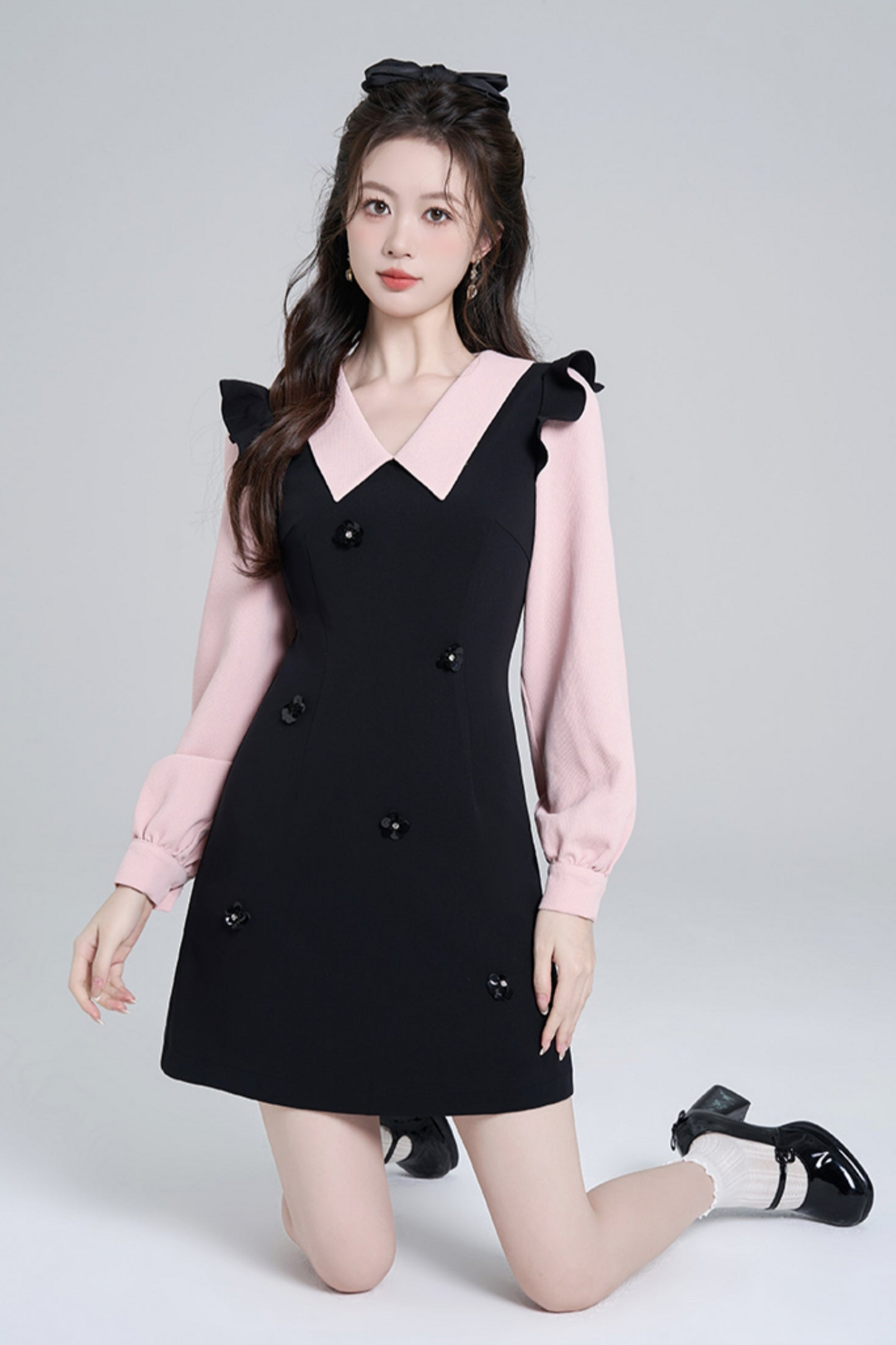 Scinch waist Black Pink Dress