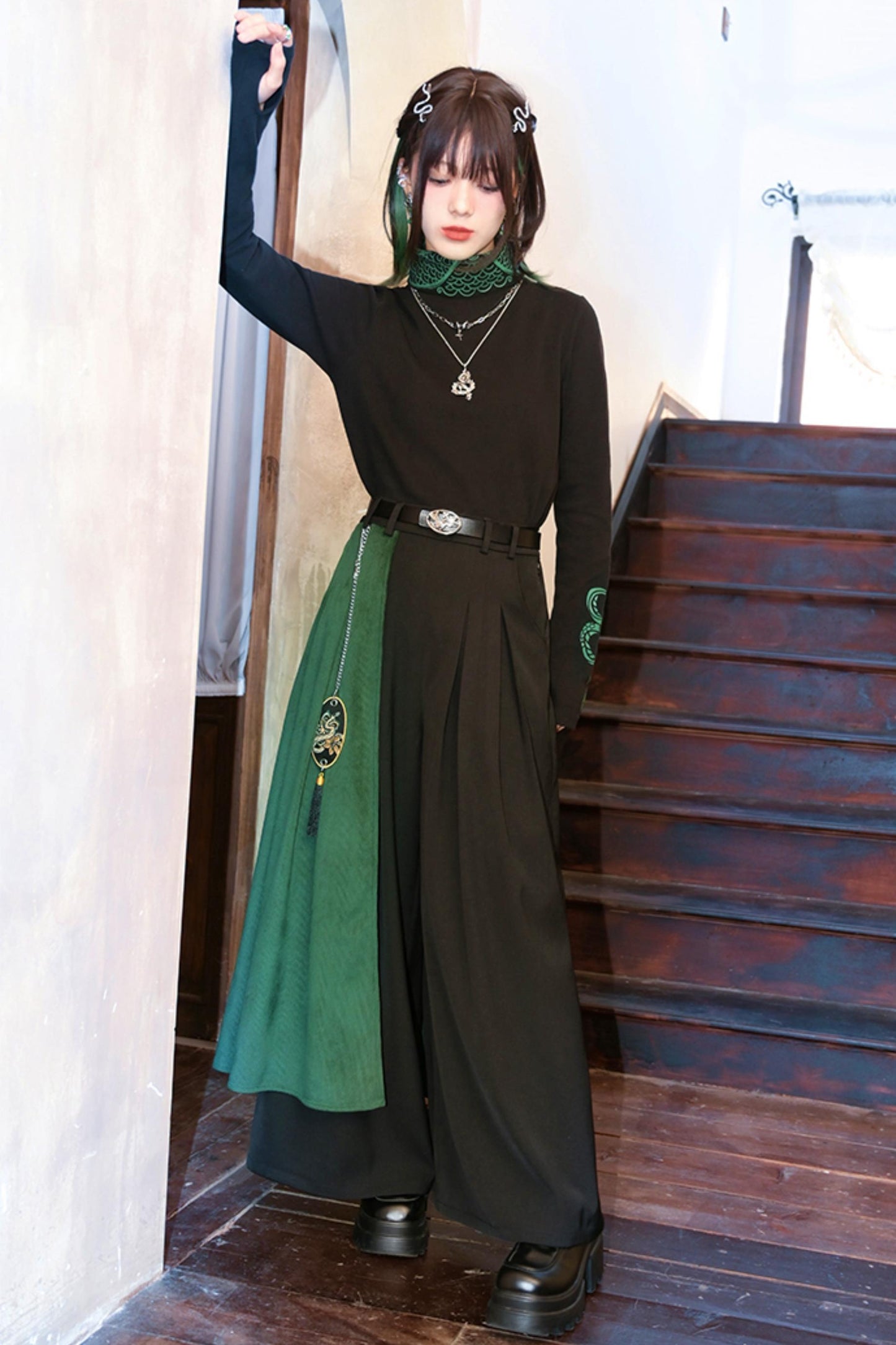 Chinese Style Wide Stitch Pants