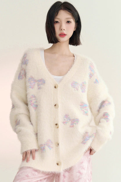 Bow Far Knit Cardigan Sweater