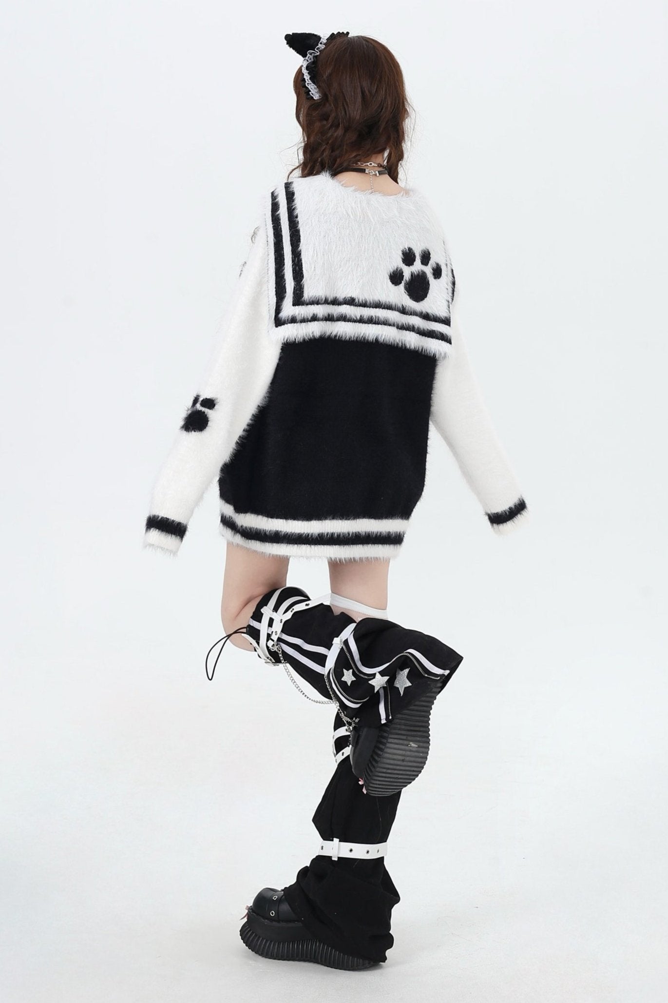 キトンネイビーカラーミンクファーセーター