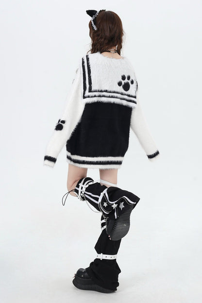 キトンネイビーカラーミンクファーセーター