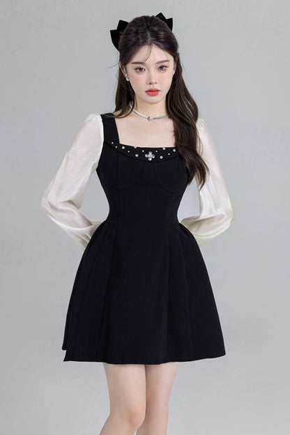 Black Two Piece Square Neck Dress