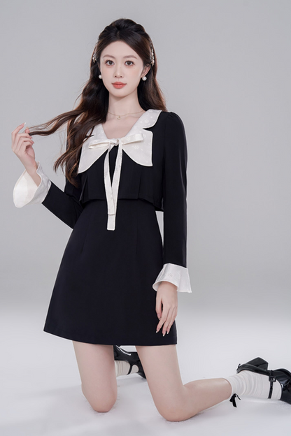 Black neck Rich Dotter Dress