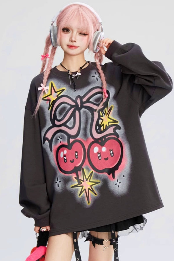 スイートスモークグレーオーバーサイズスウェット