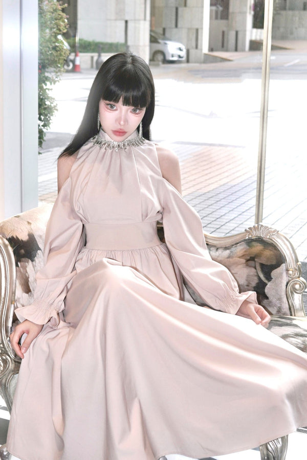 オータムスリミングラインストーンドレス