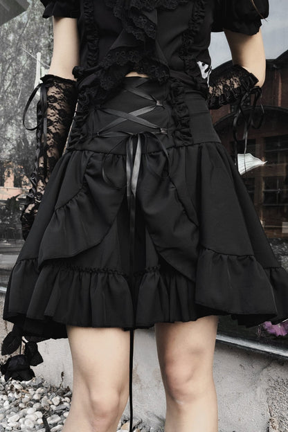 Dark Gothic High Waist Puffy Skirt