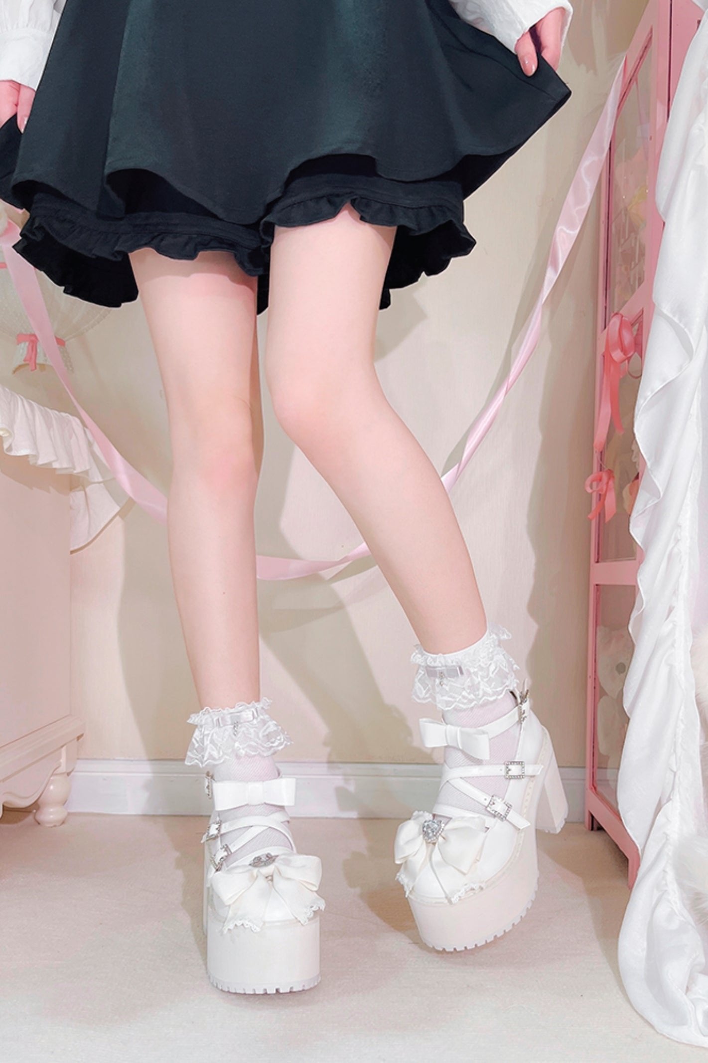 Japanese Block Hide Platform Shoes