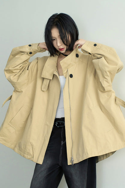 Loose Stand Collar Trench Coat