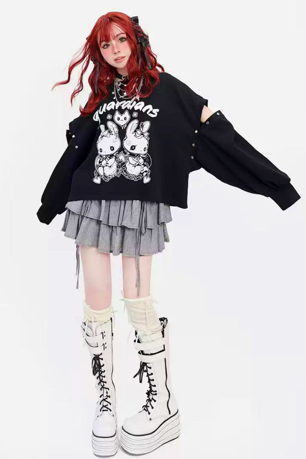 ハートビートガードスウィートY2Kボタンスウェット