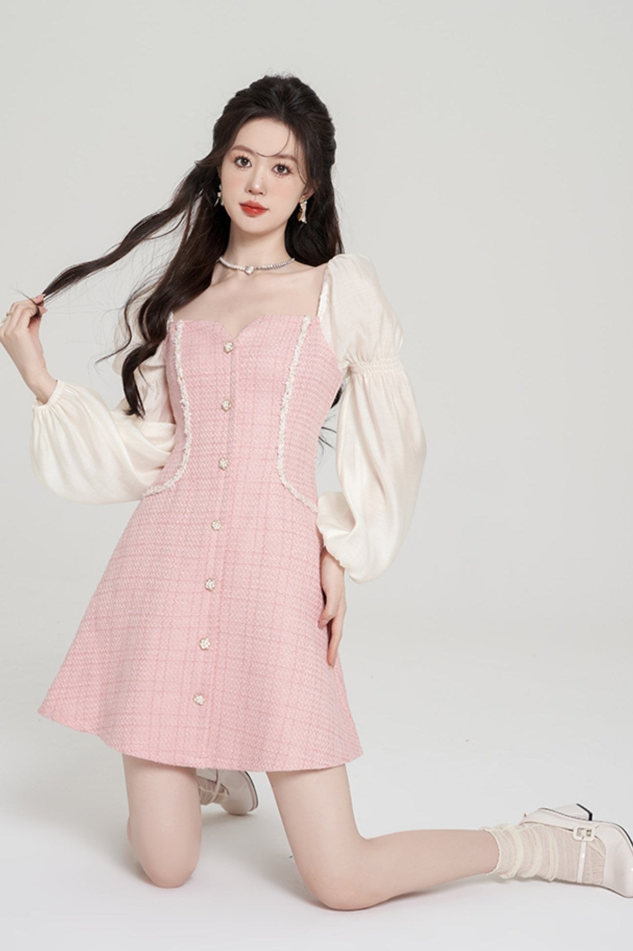 Pink Square Air Neck Lindress