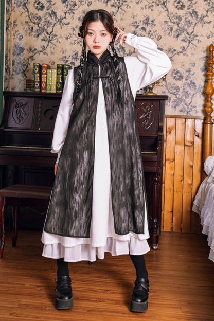 Chinese Style Stand Up Collar Shirt Dress