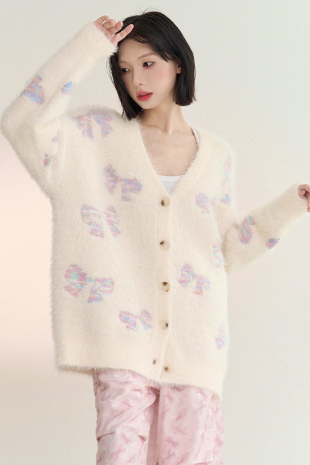 Bow Far Knit Cardigan Sweater