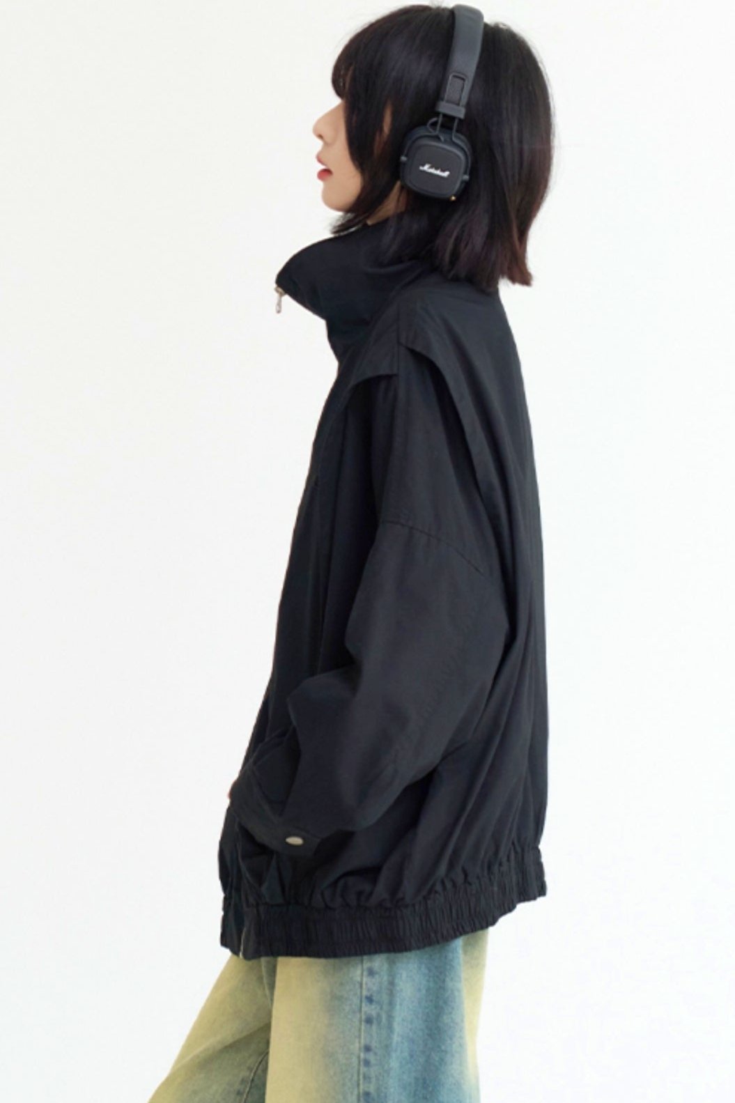 Stand color silhouette jacket