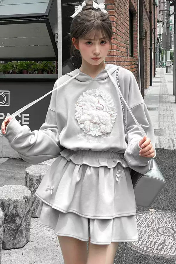 Grey Ballet Sport Hooded Jacket Set-Up