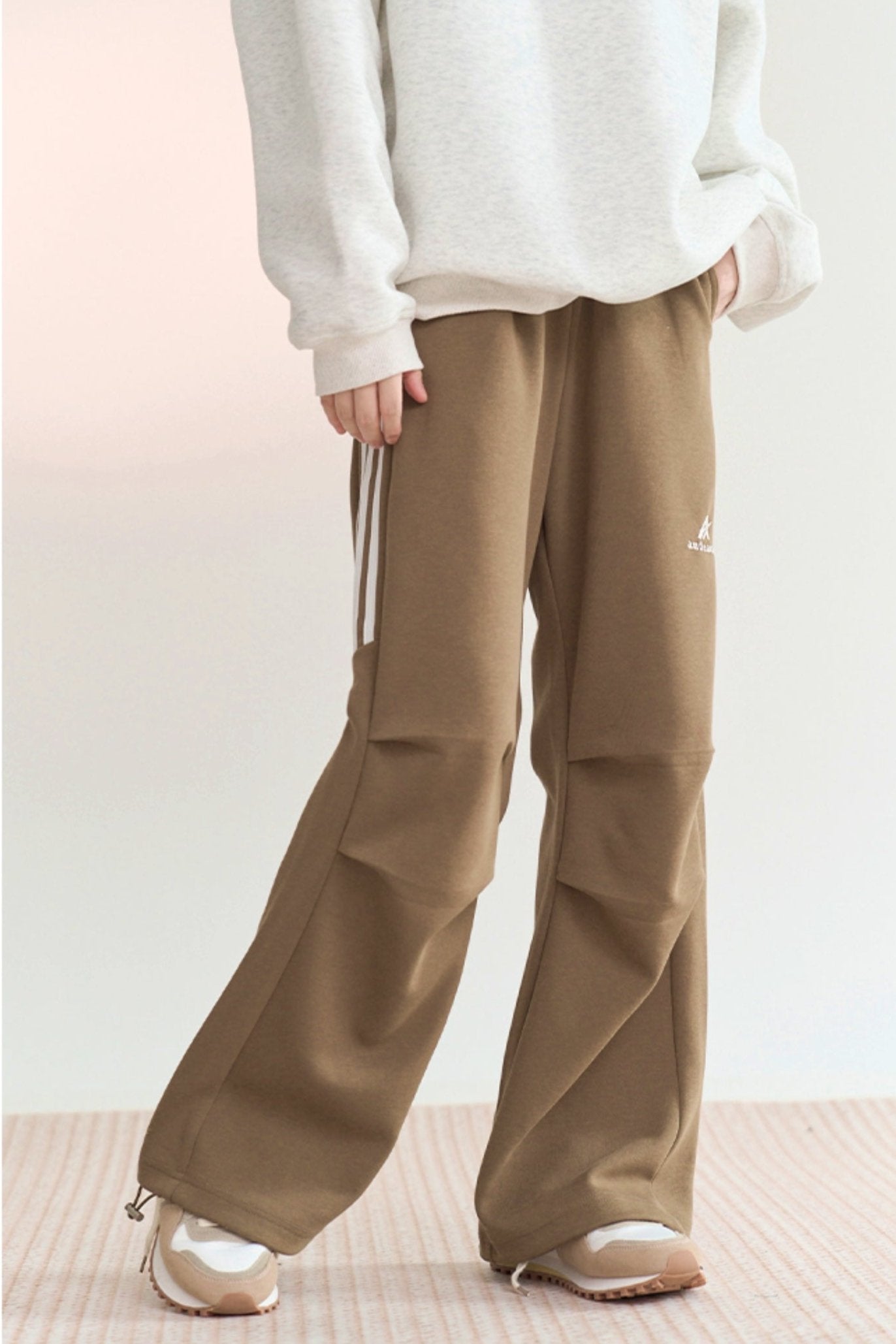 Casual loose kne plates pants