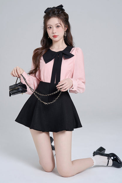 Sweet pink long sleeve shirt set