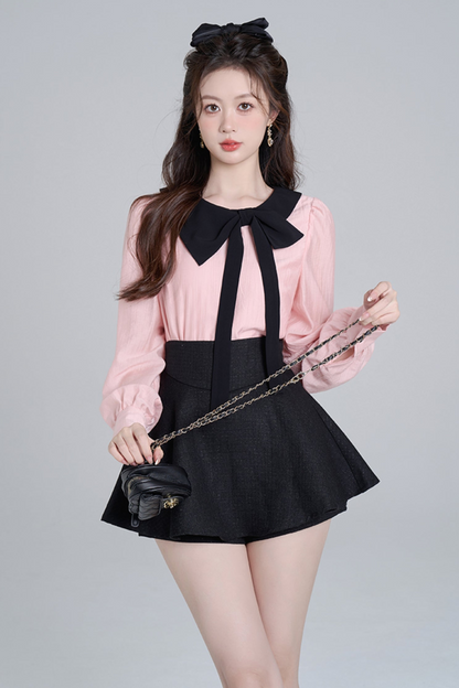 Sweet pink long sleeve shirt set