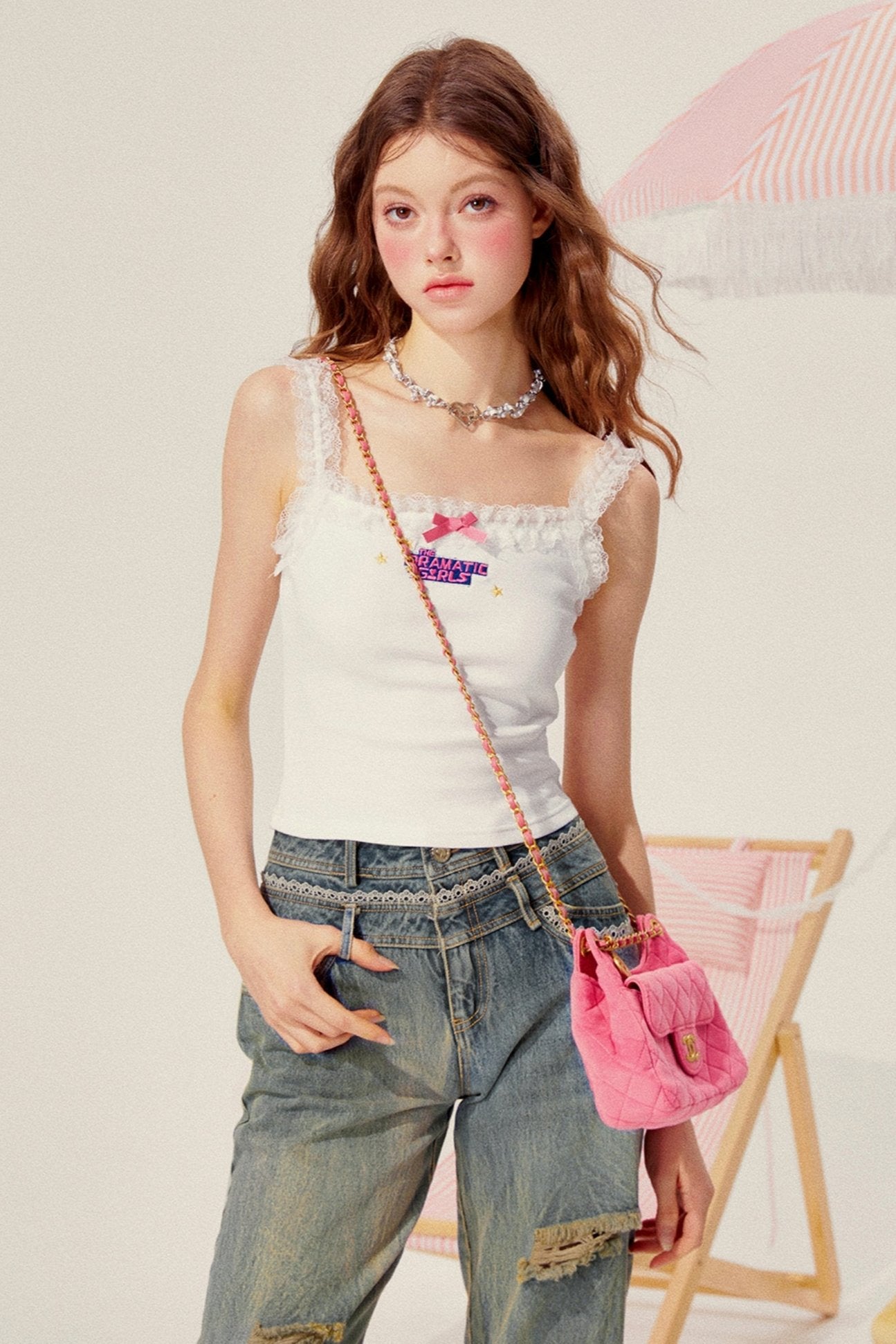 White lace camisole top