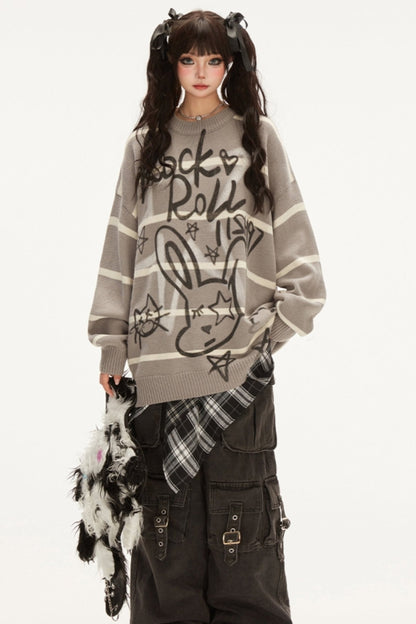 Graffiti Lazy Loose Knit Sweater