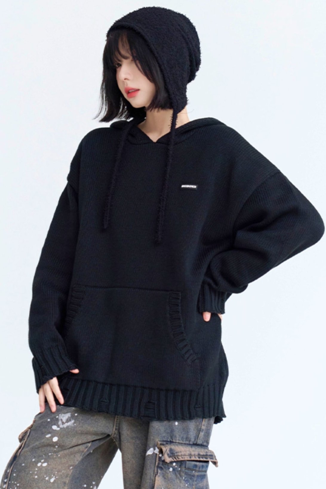 Kangaroo Pocket Lip De Hoodie Sweater