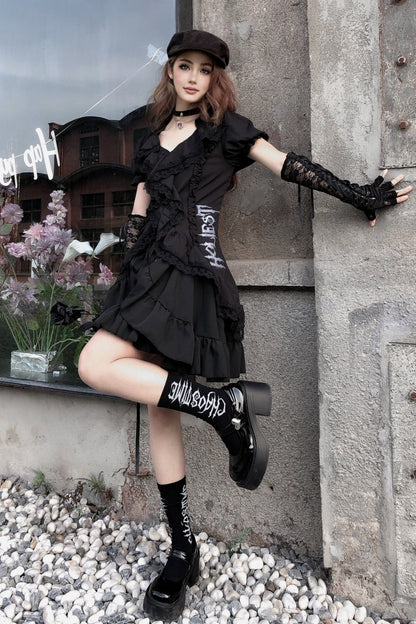 Dark Gothic High Waist Puffy Skirt