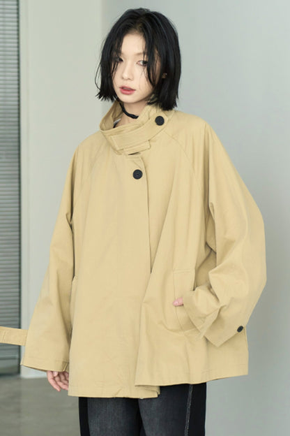 Loose Stand Collar Trench Coat