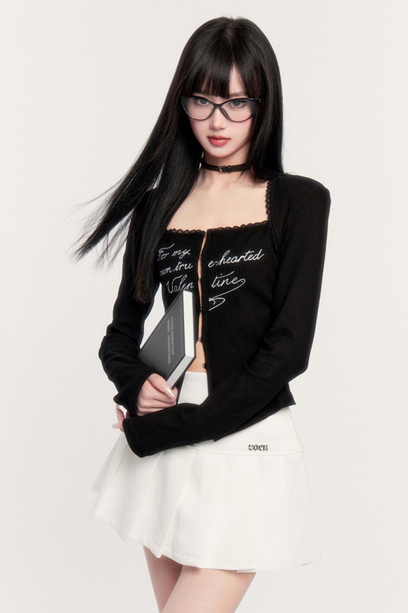 Lace-trimmed Square-Neck Knit Top