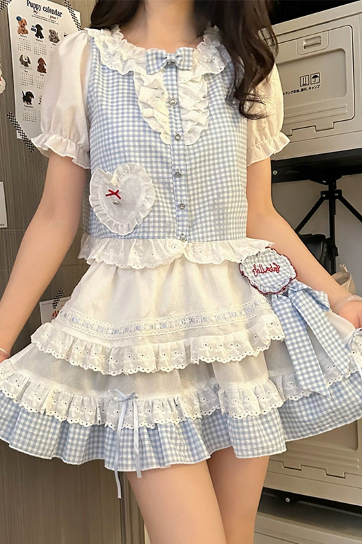 Sweet Girly Doll Top + Contrast Cake Skirt