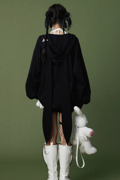 Rabbit Ears Loose Hooded Cardigan Jacket