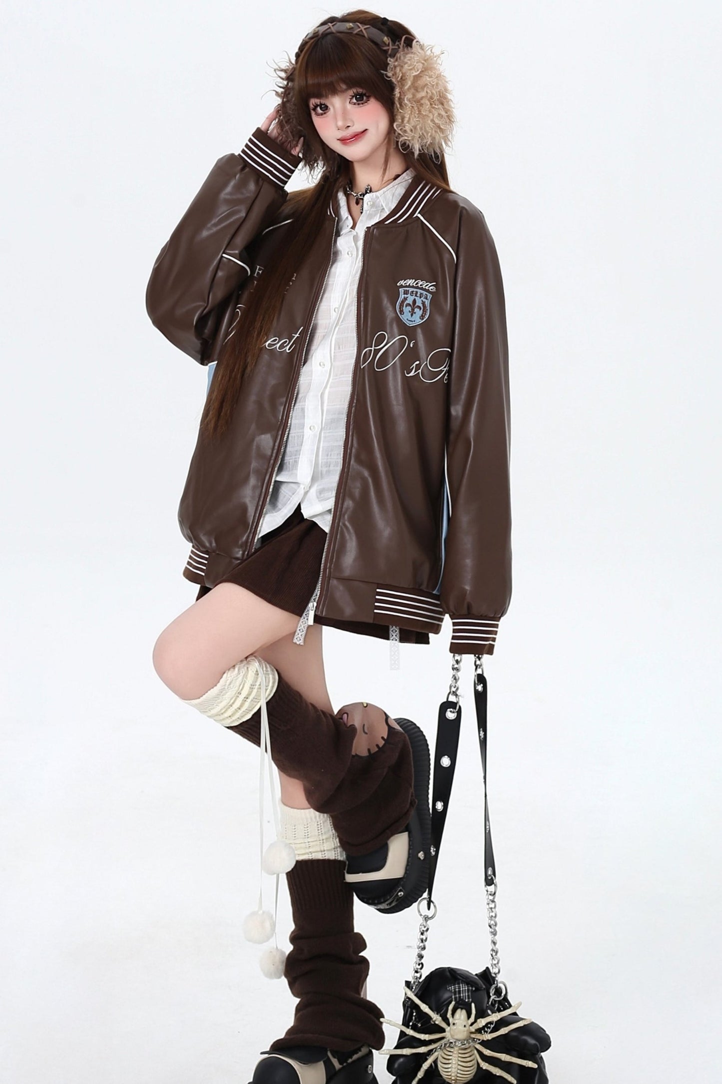 Retro Loose Leather Baseball Jackets