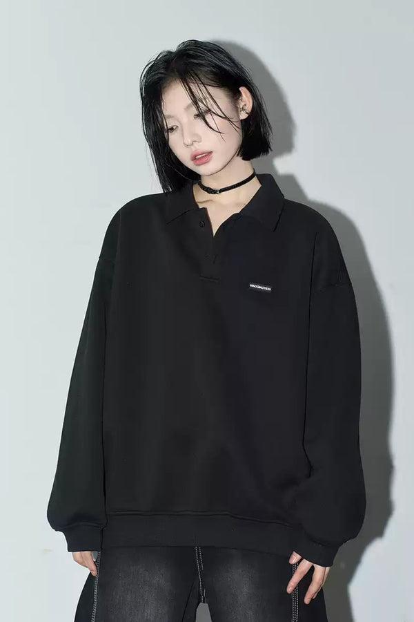 ソリッドカラーポロネックスウェット