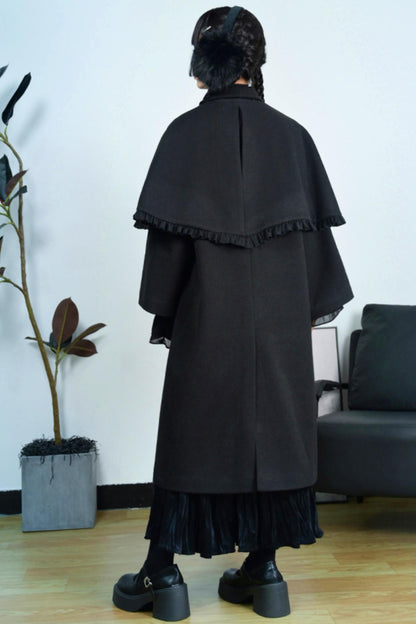 Black Snake Pattern Cape Coat Set