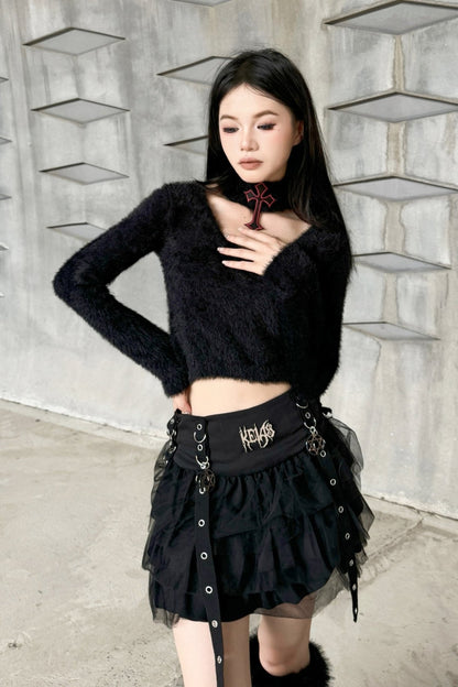 Punk Wool Knit Slim Long Sleeve Top