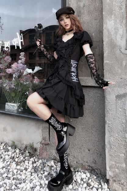 Dark Gothic High Waist Puffy Skirt