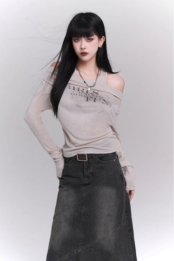 Chic Off-Shoulder Long Sleeve Tops