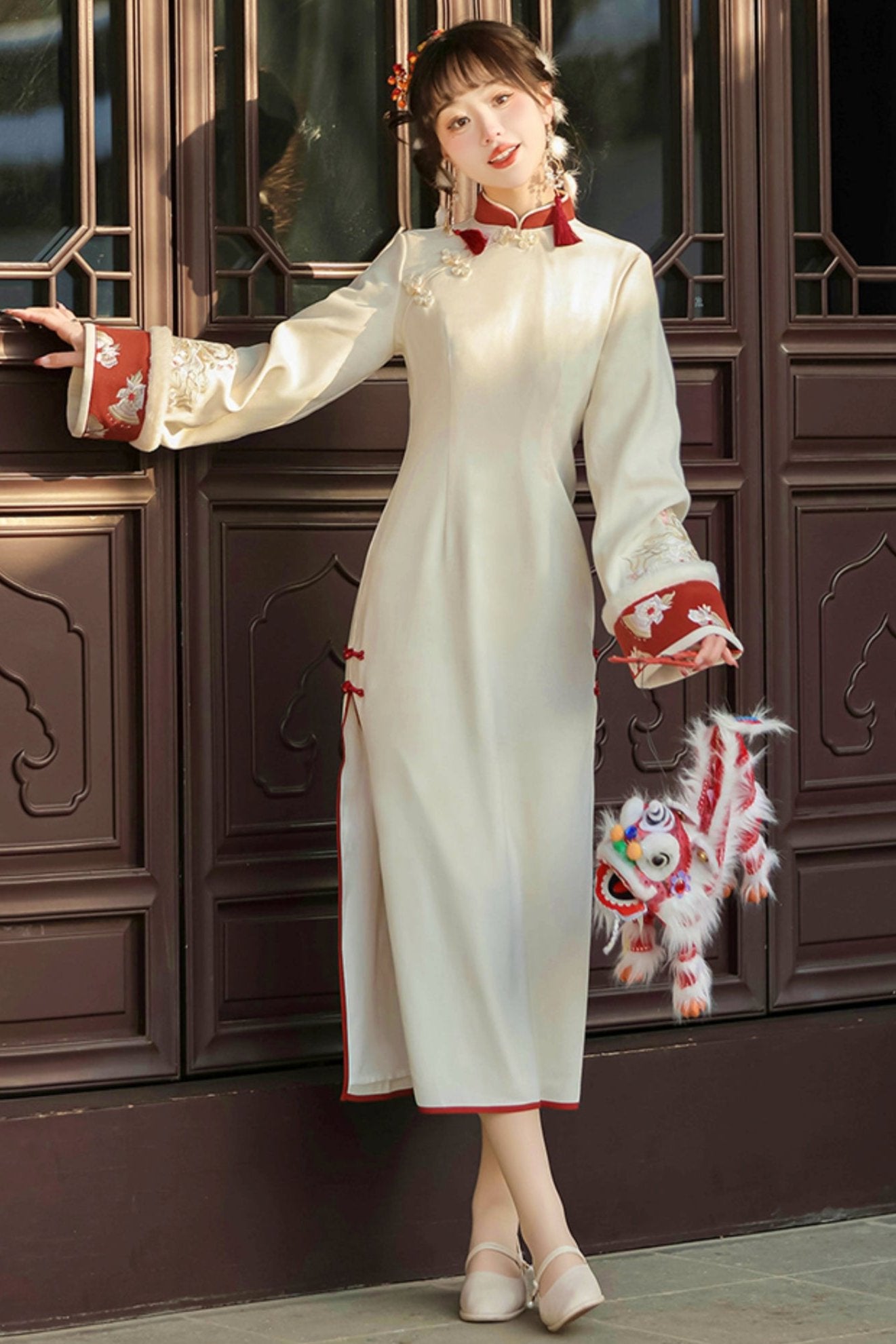 Modifaid Red China Best + Long Dress