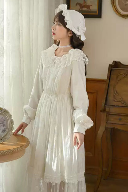 French Coat Embroidered Lace Pendulum Dress Set-Up