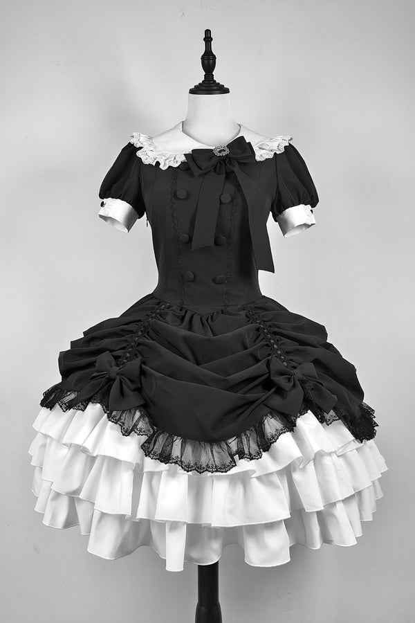 [Deadline for reservation: June 13th] Gothic Dark Doll Lolita Black Ribbon Dress