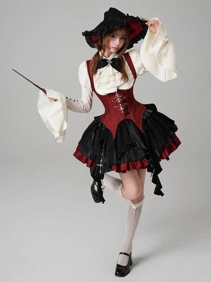 【12月3日予約締切】inverted spell contract ダークゴシックウィッチレッドドレスフルセット＋シャツ＋ベスト＋スカート