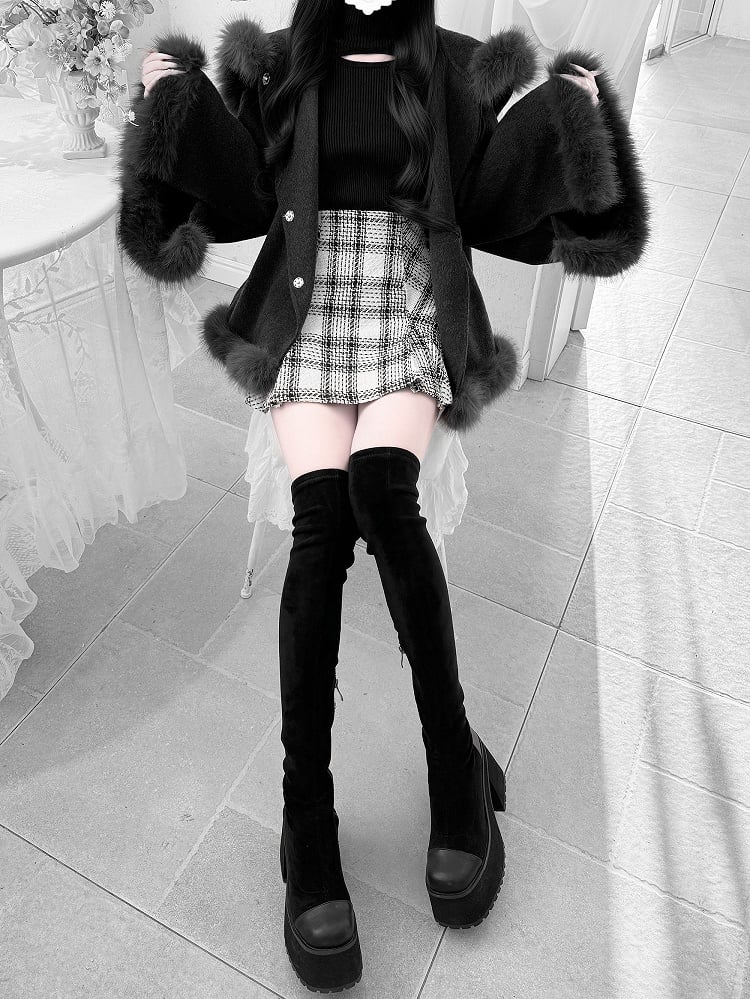 [Deadline for reservations: December 18] Bunny Ear Hoodie Fur Ribbon Cape Coat