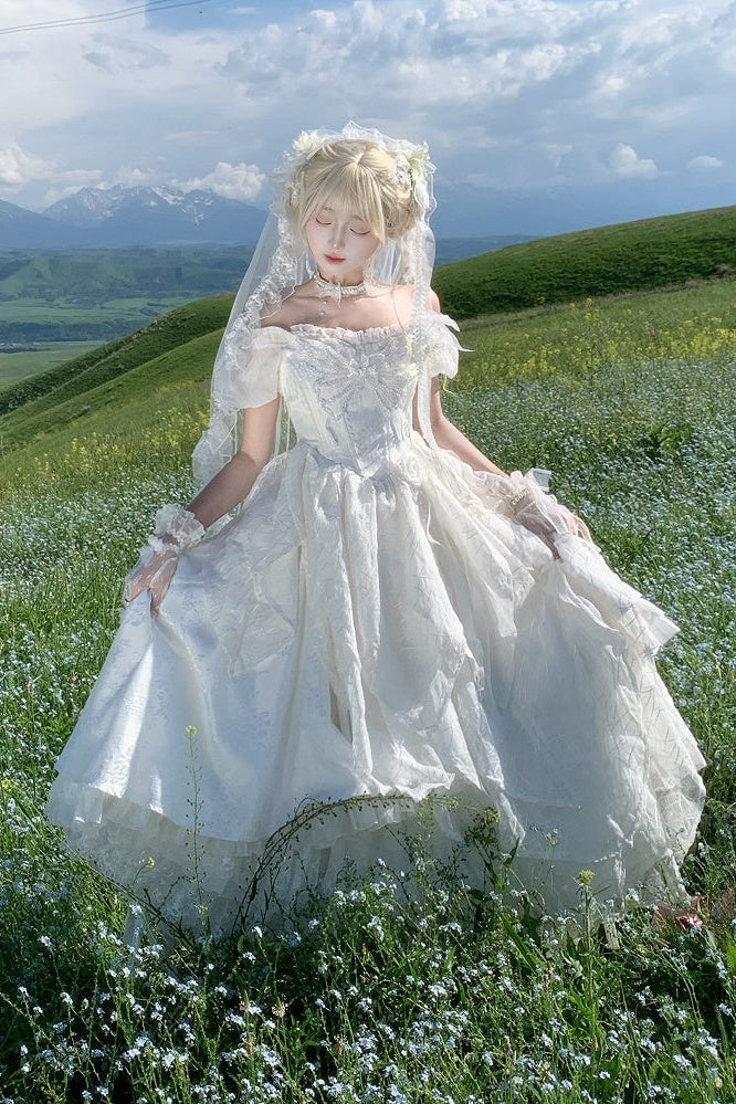 【10月28日予約締切】Black/White/Red Tiered Lace Ruffle Lolita Skirt