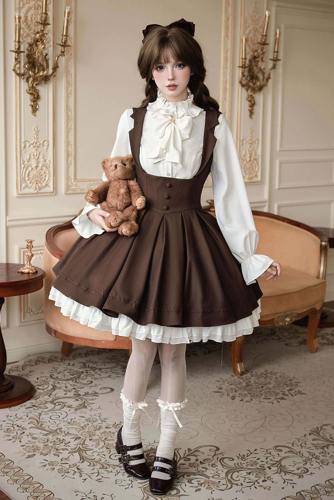 【4月14日予約締切】クラシックラペルショルダースウィートロリータコルセットサスドレス