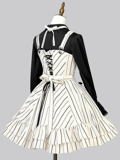 【12月29日予約締切】ゴシックロリータストライプリボンサスドレス