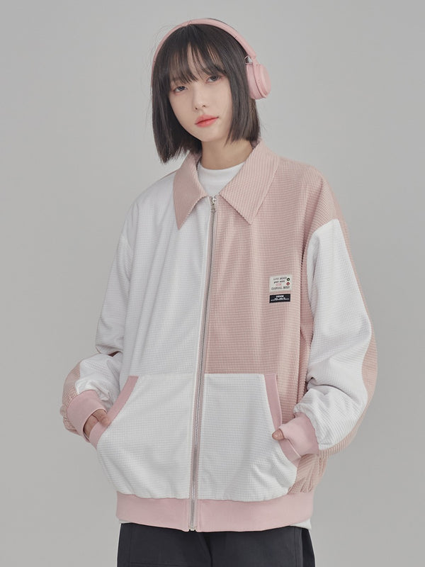 ワッフルステッチコントラストカラージャケット