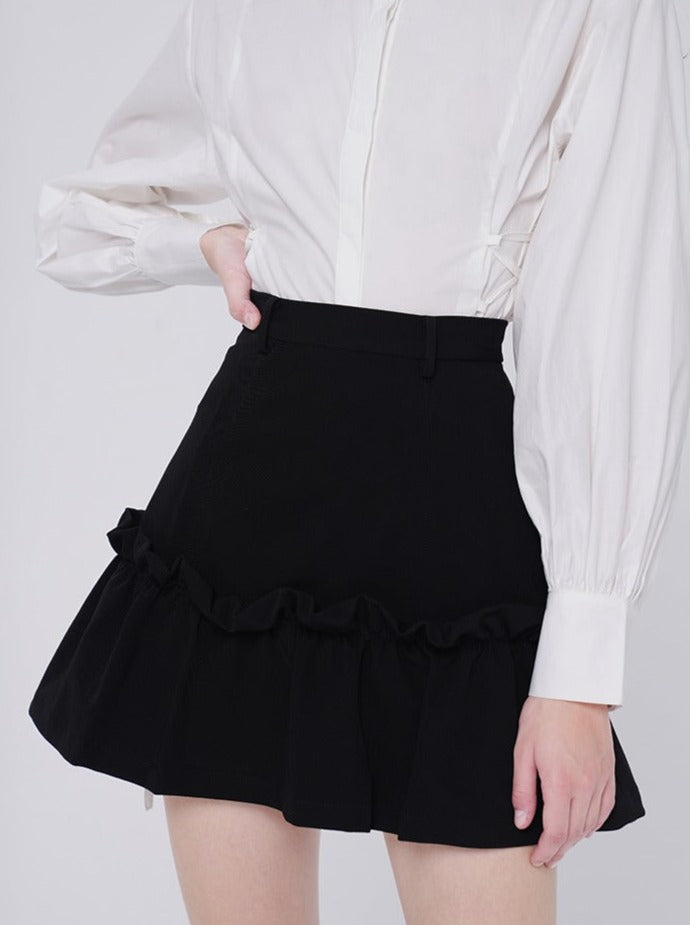 Chic Color Ruffle Skirt