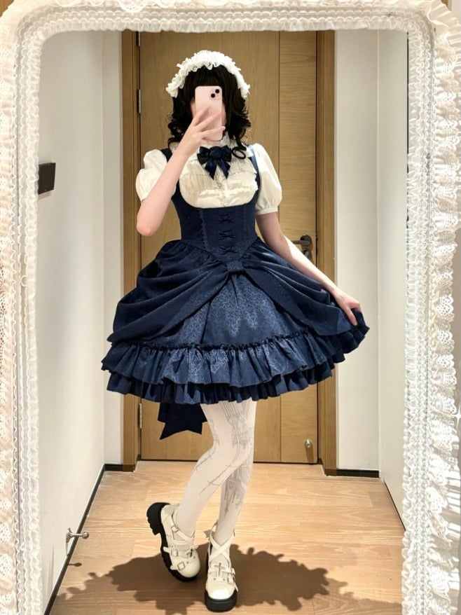 [Précommande jusqu'au 18 avril] Robe corset Lolita gothique à motif sombre et dentelle violette