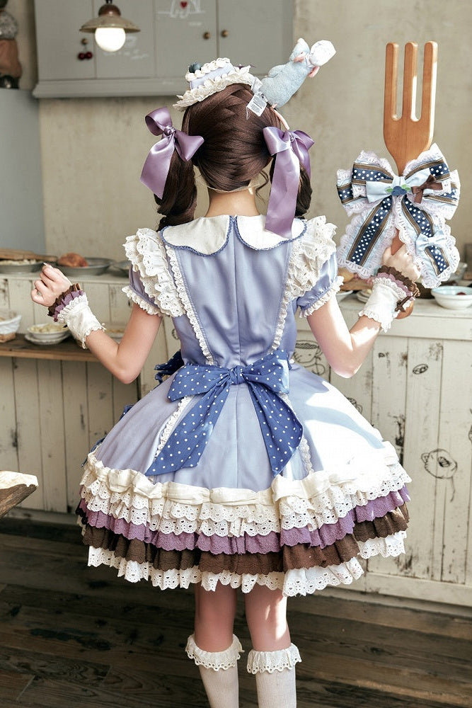 【8月8日予約締切】ブルーベリーカフェロリータOPドレス（ショート・ロング）＋エプロン＋ケーキミニハット